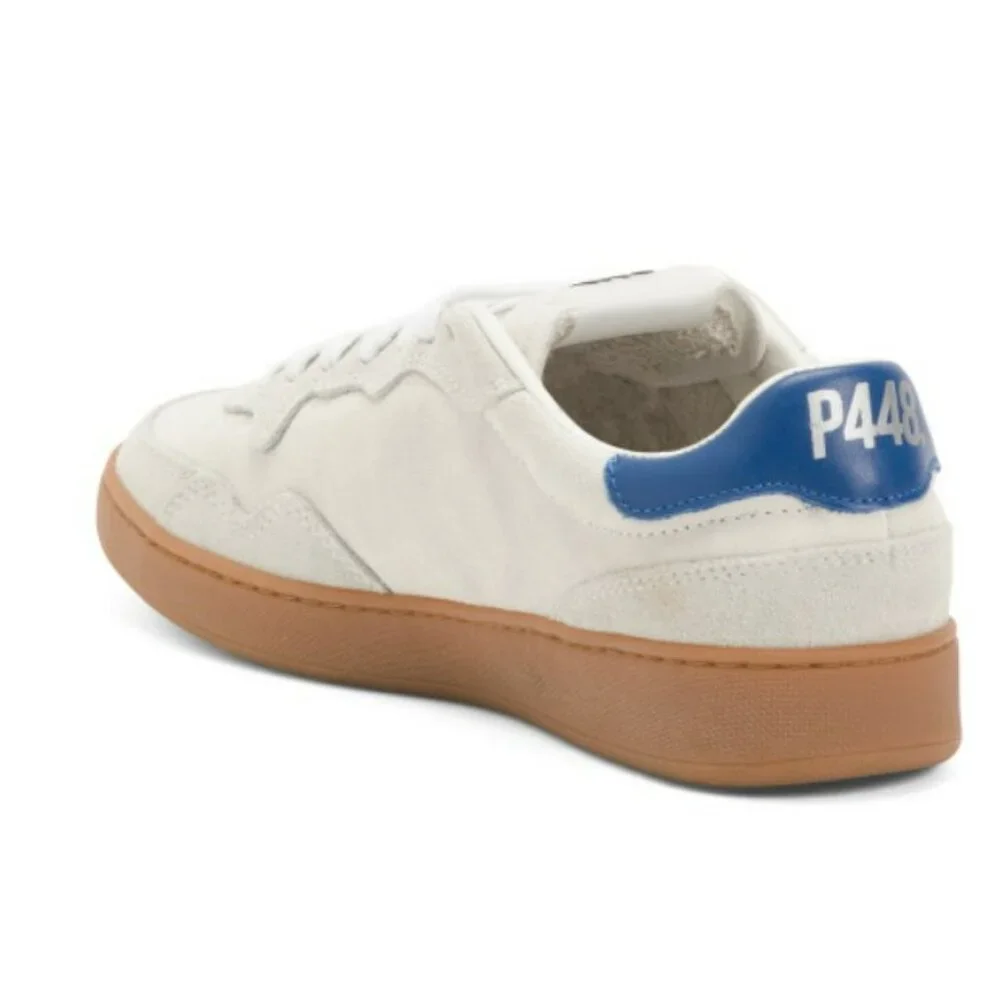 P448 Mens White At Heel and Tongue Vert Toe Wedge Leather Sneakers Shoes Size 39